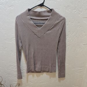 3/$10 Love Women's V-Neck Sweater in Soft Taupe